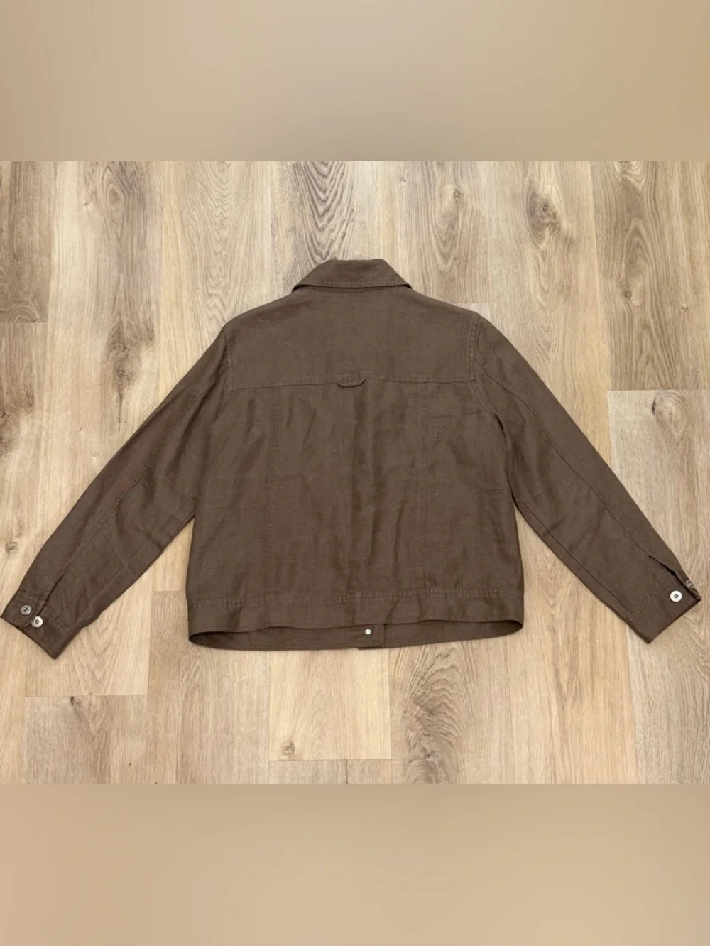 Bella Colori Brown Button-front Linen Jacket